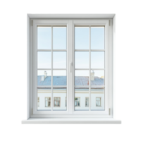 an open window with a view of a city png