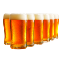 Refreshing Golden Beverages with Frothy White Foam in Glasses png