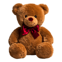 Soft Plush Bear Toy with Red Bow png