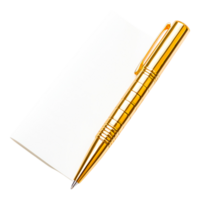Elegant Gold Pen on Blank Notepad for Writing and Note Taking png