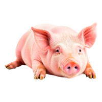 Cute Pink Piglet Resting in Studio Setting png