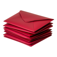 Stack of vibrant red envelopes for invitations or messages png