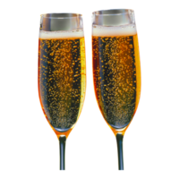 Two Flutes of Sparkling Beverage with Bubbles and Refreshing Fizz png