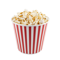 Buttery Popcorn in Red Striped Bucket Movie Snack png