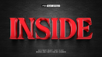 inside 3d text effect psd
