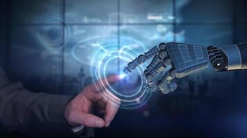 Human interaction with artificial intelligence processing a request. video