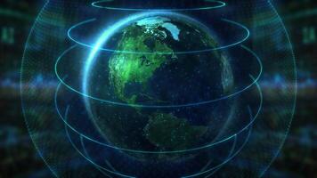 Digital sphere around the Earth, globalization and technological progress video