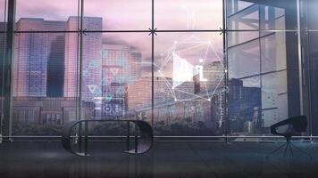 The introduction of AI in the work of modern corporations. 3D render video