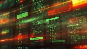 Movement of virtual digital space with lines of code. video