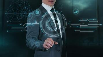 Artificial intelligence work on a virtual panel. video