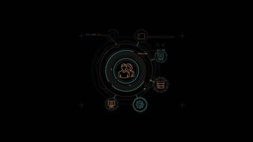 Animated infographic diagram on the theme of team management and AI. video