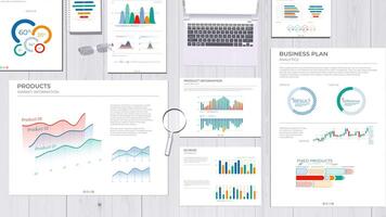 Animation of a workspace with business documents. video
