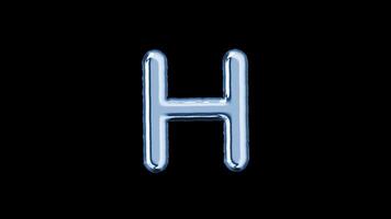 Alphabet H balloon isolated letter floating motion graphic with alpha channel. Light blue grey balloon foil in character shape animated on transparent background. Party, celebration. video