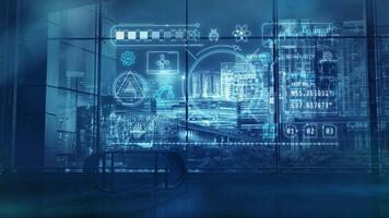 Abstract big data processing infographic. 3D render video