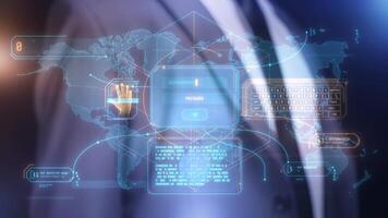Decryption of data on the virtual reality panel. video