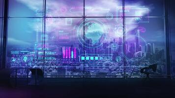 Infographics about data exchange and cloud services. 3D render video