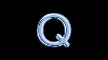 Alphabet Q balloon isolated letter floating motion graphic with alpha channel. Light blue grey balloon foil in character shape animated on transparent background. Party, celebration. video