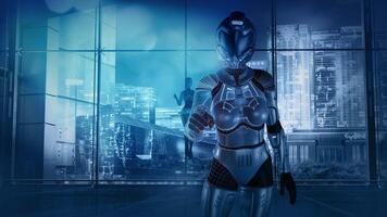 An abstract plot about the work of a chatbot. 3D render video