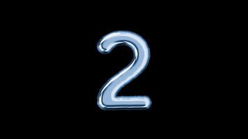 Number two balloon letter floating motion graphic with alpha channel. Light blue grey balloon foil in character shape animated on transparent background. Party, celebrate, isolated alphabet, 2. video