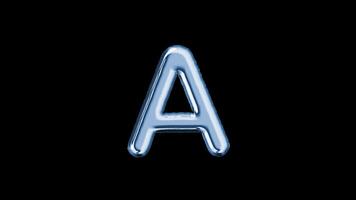 Alphabet A balloon isolated letter floating motion graphic with alpha channel. Light blue grey balloon foil in character shape animated on transparent background. Party, celebration. video