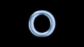 Alphabet O balloon isolated letter floating motion graphic with alpha channel. Light blue grey balloon foil in character shape animated on transparent background. Party, celebration. video