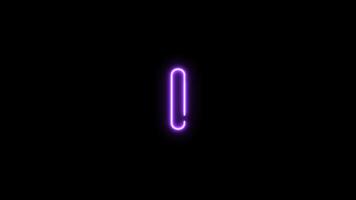 Alphabet I letter neon motion graphic with alpha channel. Purple neon light letters turn on and turn off isolated character animated on transparent background. video