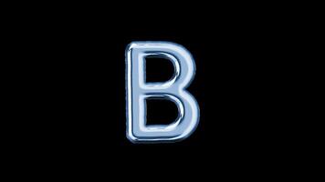 Alphabet B balloon isolated letter floating motion graphic with alpha channel. Light blue grey balloon foil in character shape animated on transparent background. Party, celebration. video