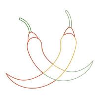 Two hot peppers illustration outline vector