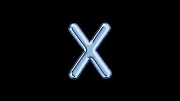Alphabet X balloon isolated letter floating motion graphic with alpha channel. Light blue grey balloon foil in character shape animated on transparent background. Party, celebration. video
