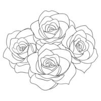 Hand drawn rose flower outline for children and adults vector