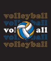 Volleyball Graphics Design With Volleyball Text and Volleyball Three Color vector