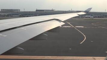 Airplane accelerating on the runway, taking off smoothly video
