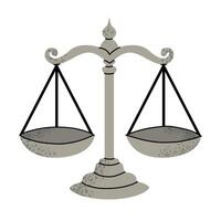 Vintage balance scales in gray with textured detailing, symbolizing justice and equality. illustration with white isolated background. vector