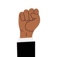 Raised fist. Hand-drawn style hand of an African-American man. Symbol of strength, unity and resistance. illustration on white isolated background. vector