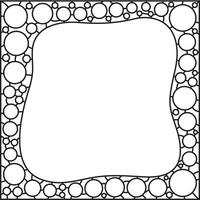 Wavy frame or border with circle shapes. Empty space for text or picture. Black and white colors. Square frame vector