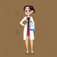 Doctor Showing health Report with standing pose Background vector