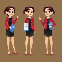 Office Girl Different poses with Health Card and files Background vector