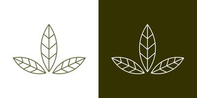Leaves leaf icon line outline flat background design isolated vector