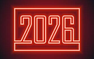 Happy New Year 2026, festive pattern with neon lettering concept on color background vector