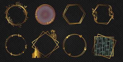 Set of abstract gold gradient frames vector