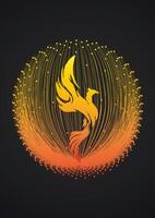 Abstract drawing of a bird in a symbolic fire vector