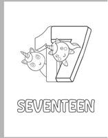 17 Numbers With Unicorns Coloring page vector