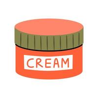 Cream in a coral container. Skin care product. Mock up cosmetic packaging design. Jar with cream isolated on a white background. vector