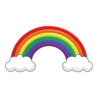 Cute Rainbow Flat style with clouds vector