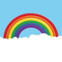 Rainbow Flat style with clouds can be used for background vector
