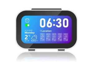 digital modern alarm clock with electronic digits. clock icon vector