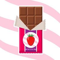 Chocolate with strawberry Bar of chocolate with strawberry paste filling vector