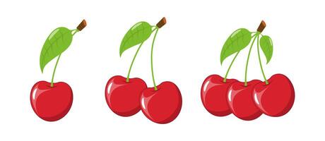 Set Cherry in cartoon style on a white background vector