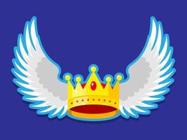 Crown with wings illustration Victory and defeat game Successful and failure level completion with golden crown and wings in videogame or casino vector