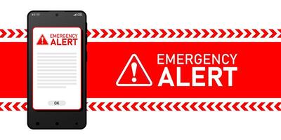 Receiving emergency alert on phone device with warning notification vector